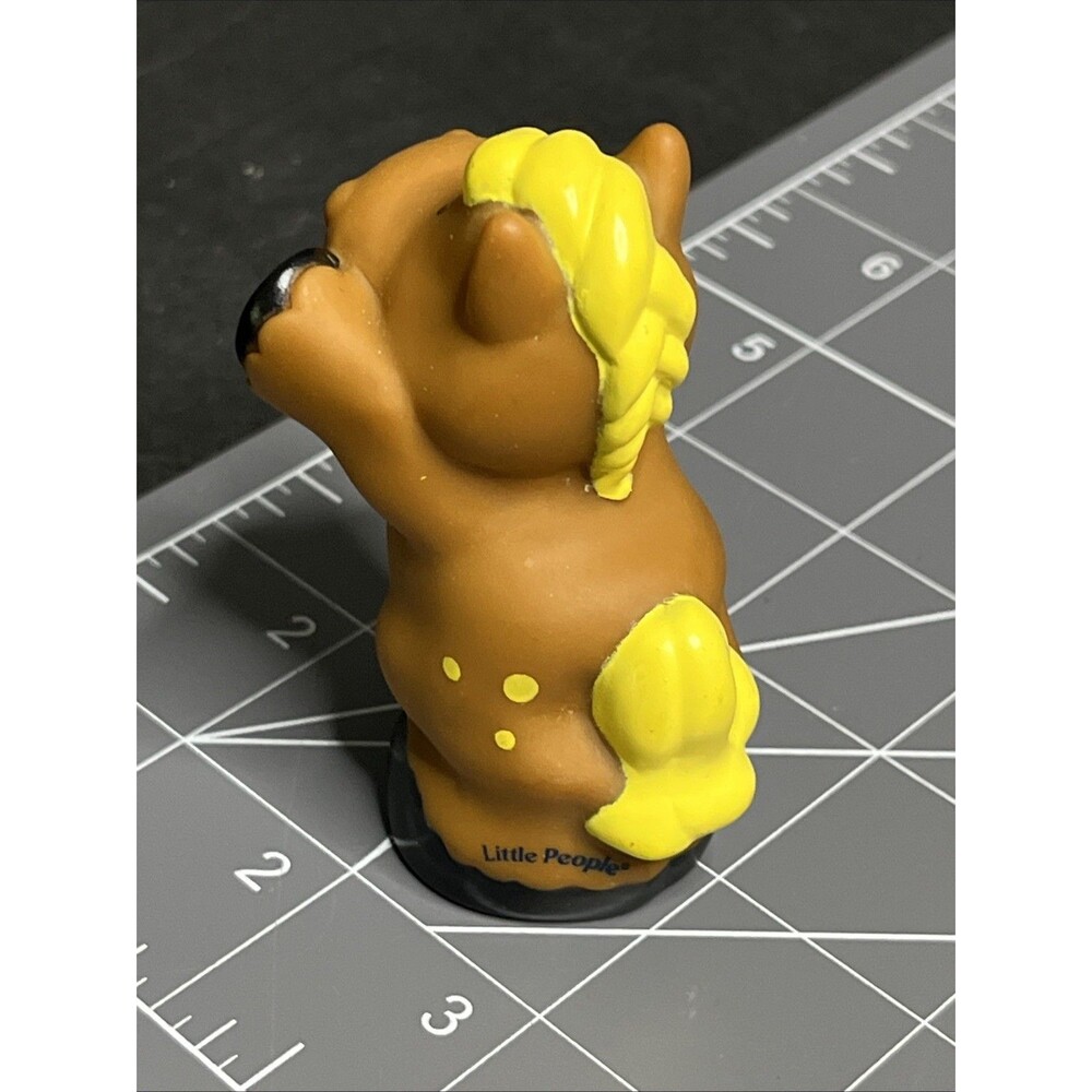 Fisher Price Little People Standing Brown Horse Yellow Mane Hard To Find - Picture 4 of 12